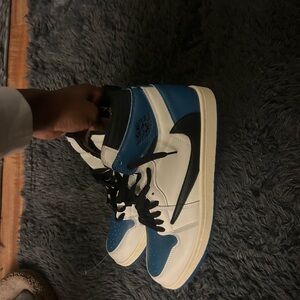 Jordan Blue and White High-Top Sneakers